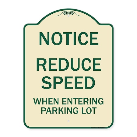Signmission Reduce Speed When Entering Parking Lot Heavy-Gauge Aluminum Sign, 24" x 18", TG-1824-23534 A-DES-TG-1824-23534